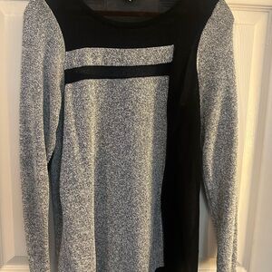 Helmut Lang Black and Gray Long Sleeve Mid-Thigh Length Top (metal and mesh)